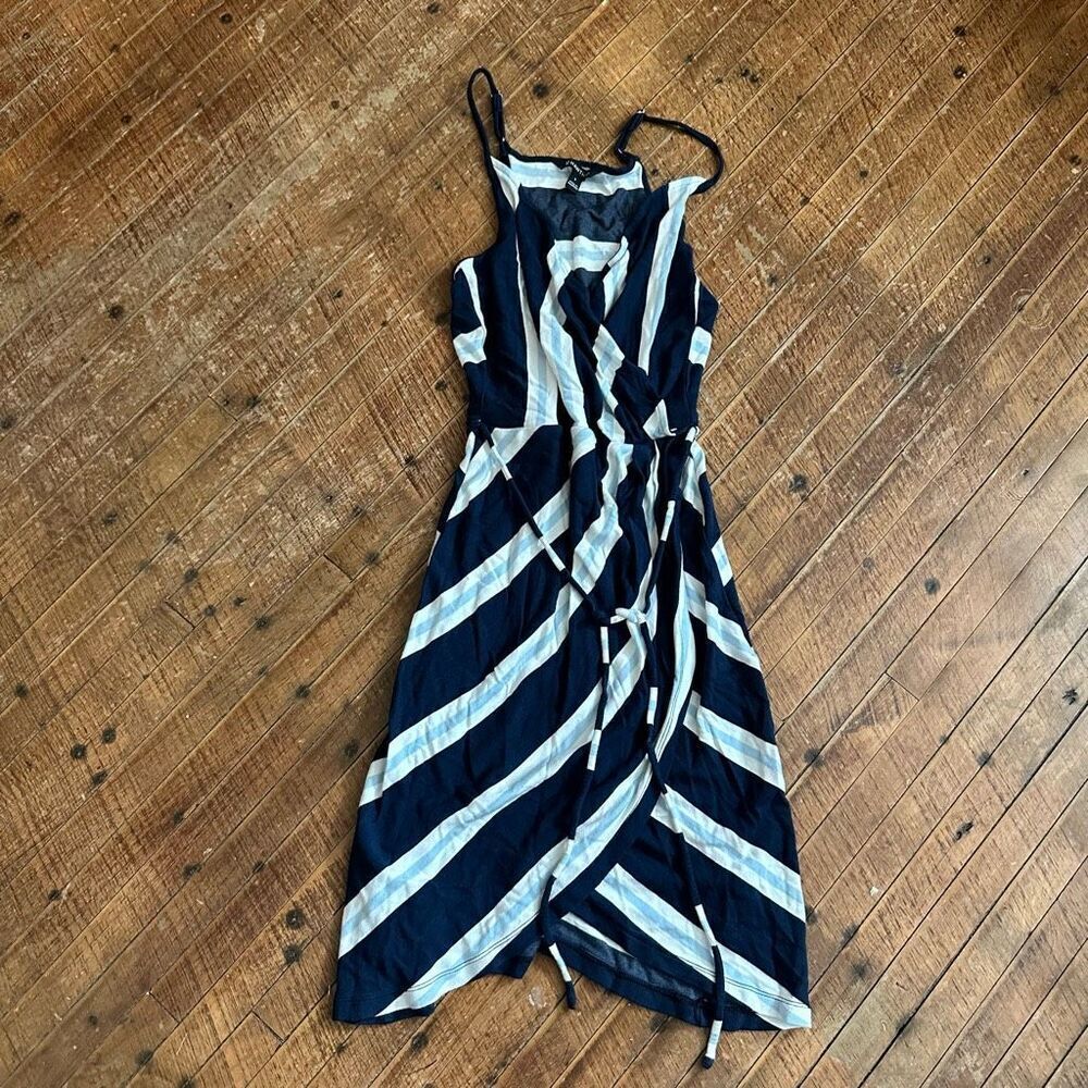41Hawthorn S striped knit faux wrap beachy sun dress